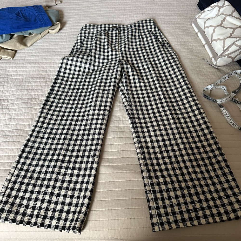 Sézane Black and White Checkered Straight Leg Pants